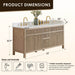 Altair Cerrito 72 inch Double Bathroom Vanity with Top Natural Oak Dimension