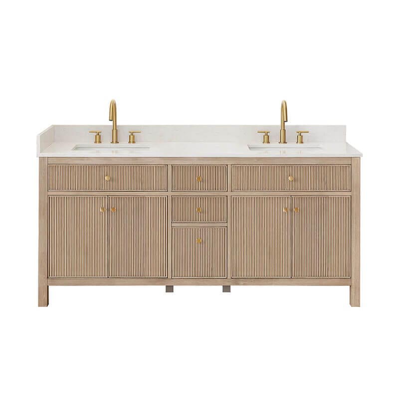 Altair Cerrito 72 inch Double Bathroom Vanity with Top Natural Oak Front View