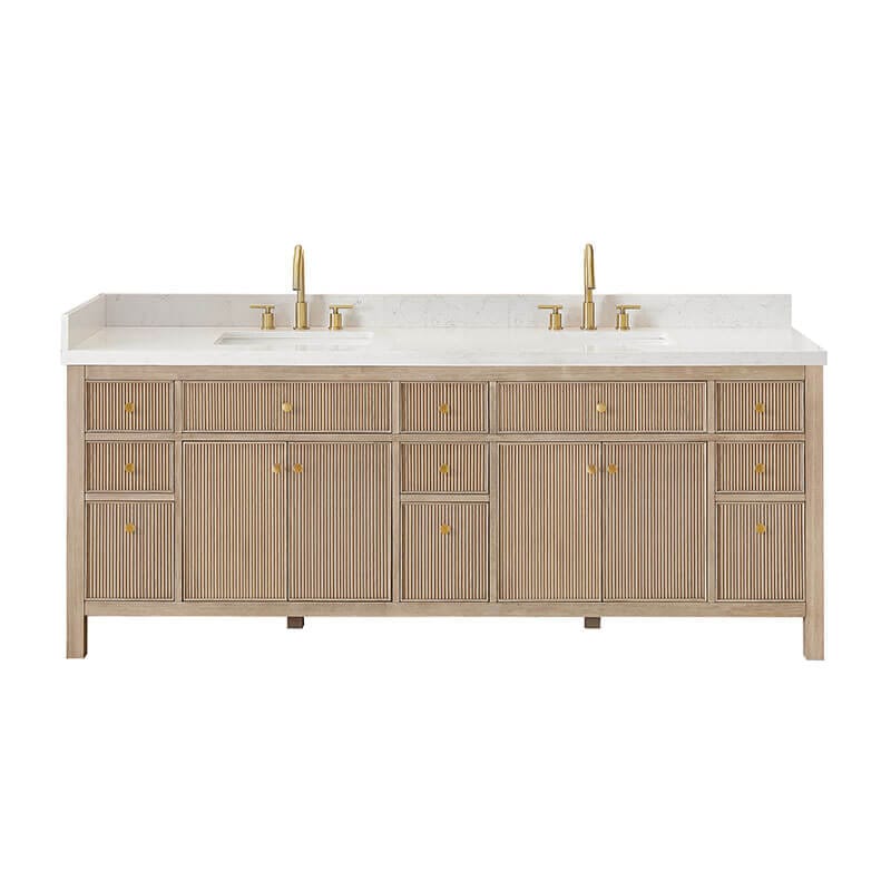 Altair Cerrito 84 Double Bathroom Vanity with Top Natural Oak Front View