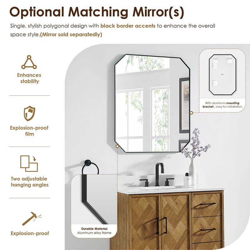 Altair Clara 36 inch Single Bathroom Vanity with Top Weathered Brown Optional Matching Mirrors