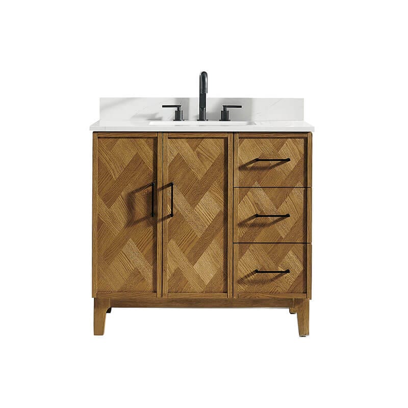 Altair Clara 36 Single Bathroom Vanity with Top Weathered Brown Front View