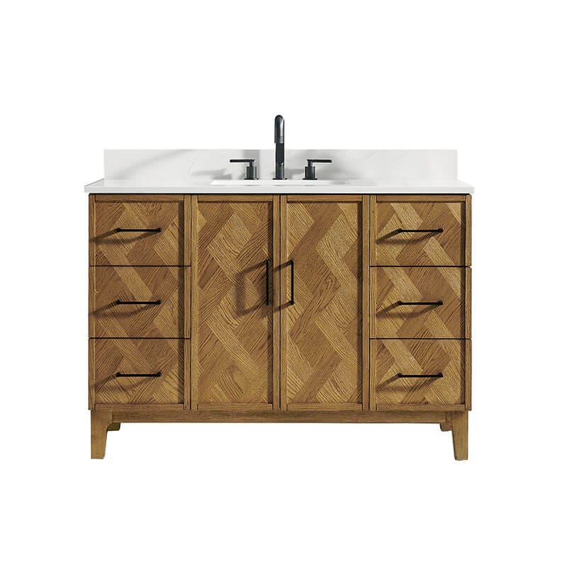 Altair Clara 48 Single Bathroom Vanity with Top Weathered Brown Front View