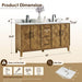 Altair Clara 60 Double Bathroom Vanity with Top Weathered Brown Dimension