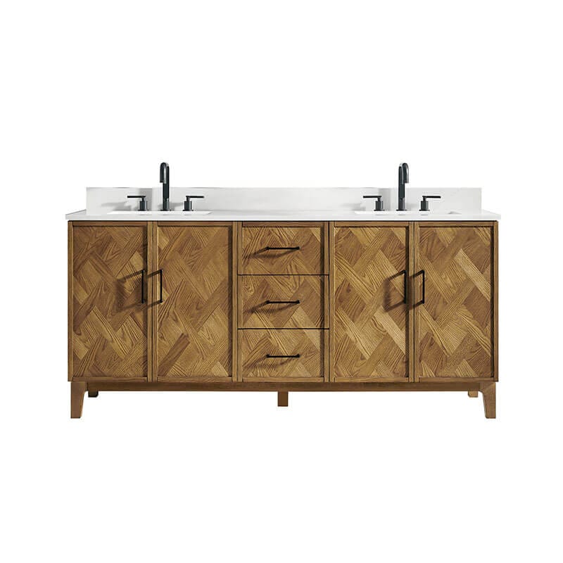 Altair Clara 72 Double Bathroom Vanity with Top Weathered Brown Front View