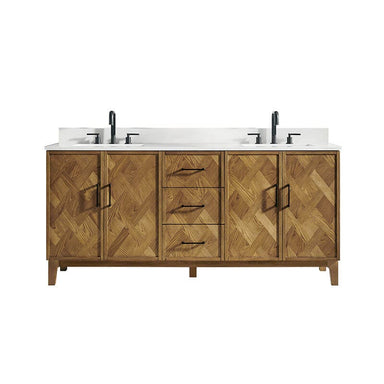 Altair Clara 72 Double Bathroom Vanity with Top Weathered Brown Front View