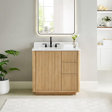 Altair Clayton 36 inch Single Bathroom Vanity with Top Washed Light Brown Front View