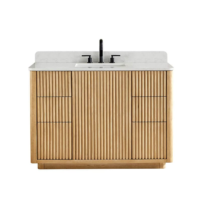 Altair Clayton 48 Single Bathroom Vanity with Top Washed Light Brown Front View