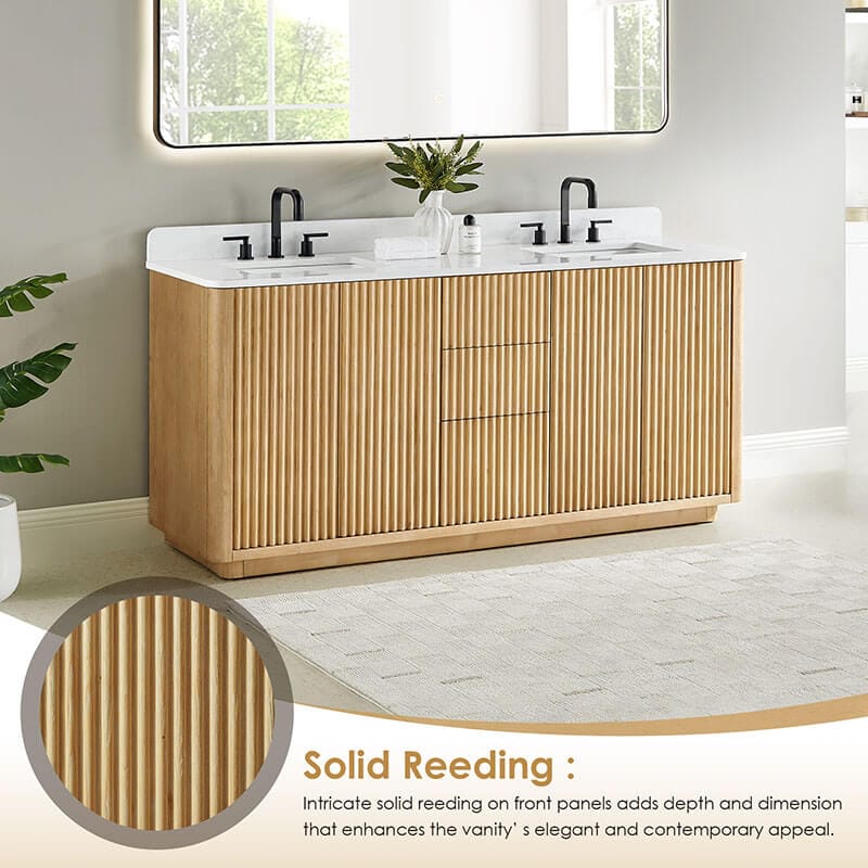 Altair Clayton 72 Double Bathroom Vanity with Top Washed Light Brown Corner View Details
