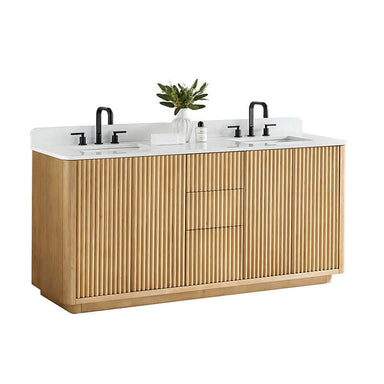 Altair Clayton 72 Double Bathroom Vanity with Top Washed Light Brown Corner View