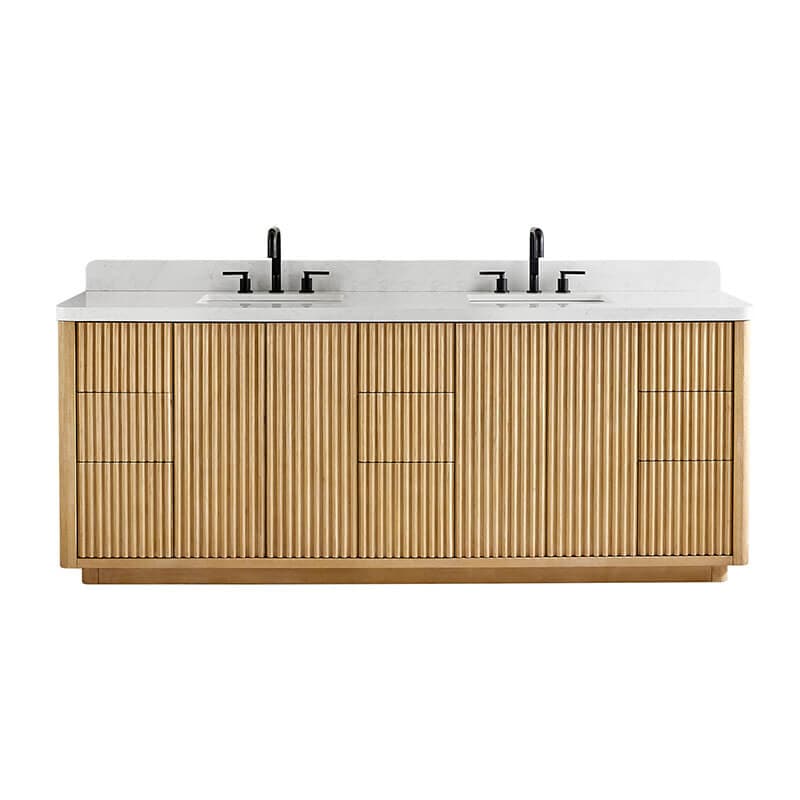 Altair Clayton 84 Double Bathroom Vanity with Top Washed Light Brown Front View