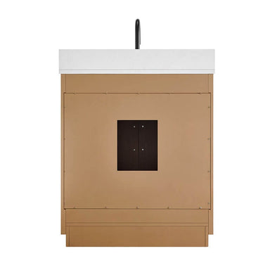 Altair Gavino 30 inch Single Bathroom Vanity with Top Light Brown Back View