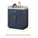 Altair Gavino 30 inch Single Bathroom Vanity with Top Royal Blue Back Splash