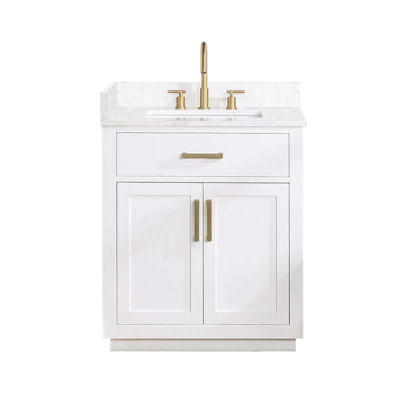 Altair Gavino 30 Single Bathroom Vanity with Top White Front View
