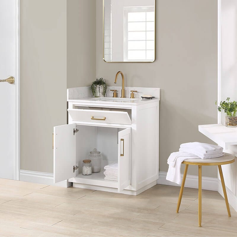 Altair Gavino 30 Single Bathroom Vanity with Top White Open
