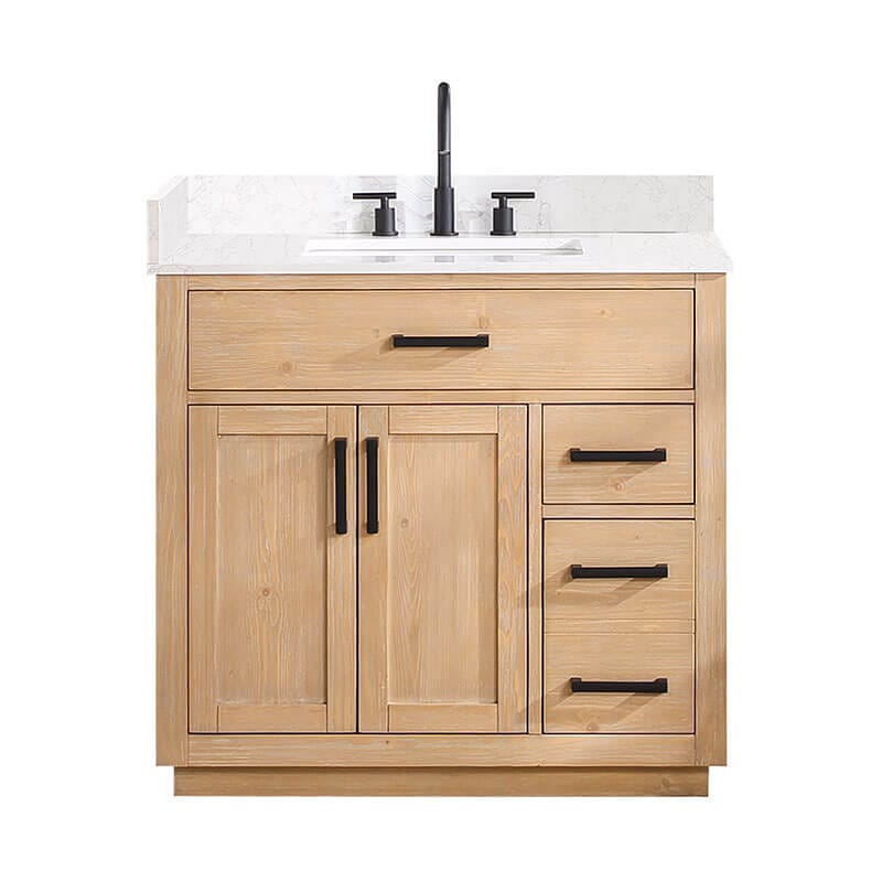 Altair Gavino 36 Single Bathroom Vanity with Top Light Brown Front View