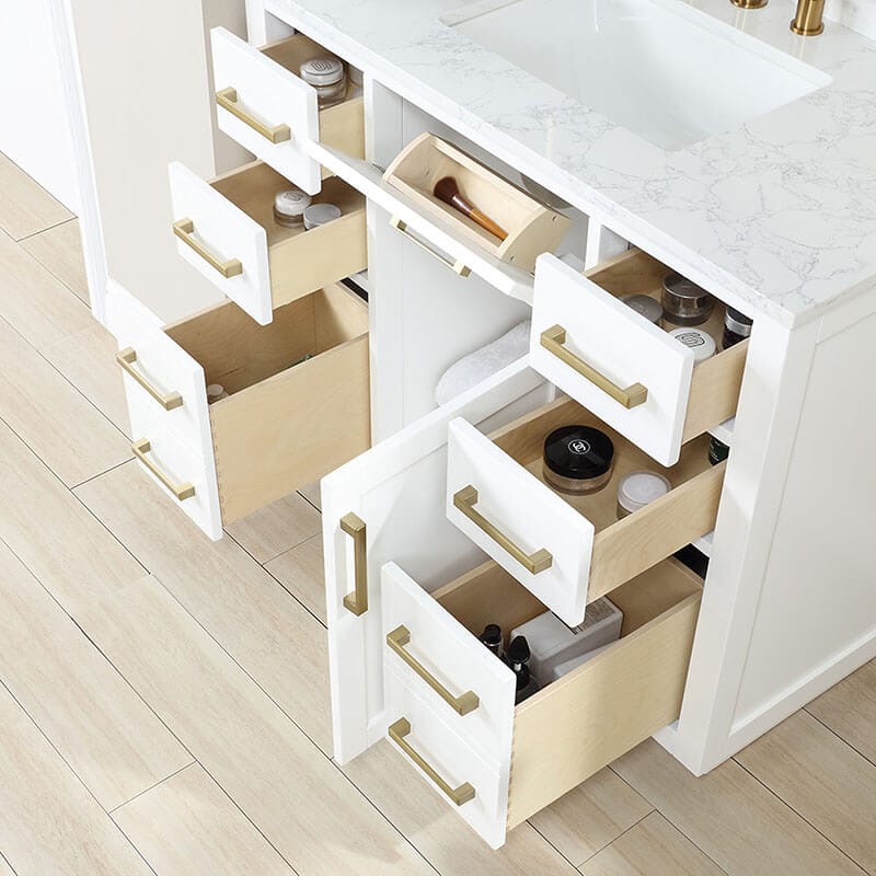 Altair Gavino 42 inch Single Bathroom Vanity with Top White Drawer