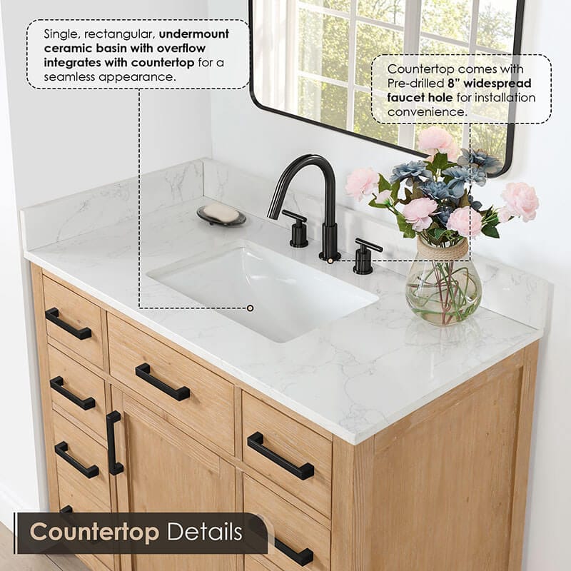 Altair Gavino 42 Single Bathroom Vanity with Top Light Brown Countertop