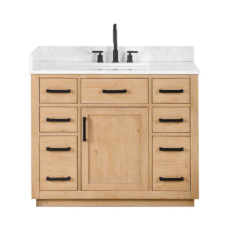 Altair Gavino 42 Single Bathroom Vanity with Top Light Brown Front View