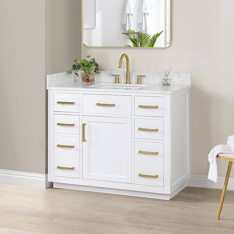 Altair Gavino 42 Single Bathroom Vanity with Top White Corner View