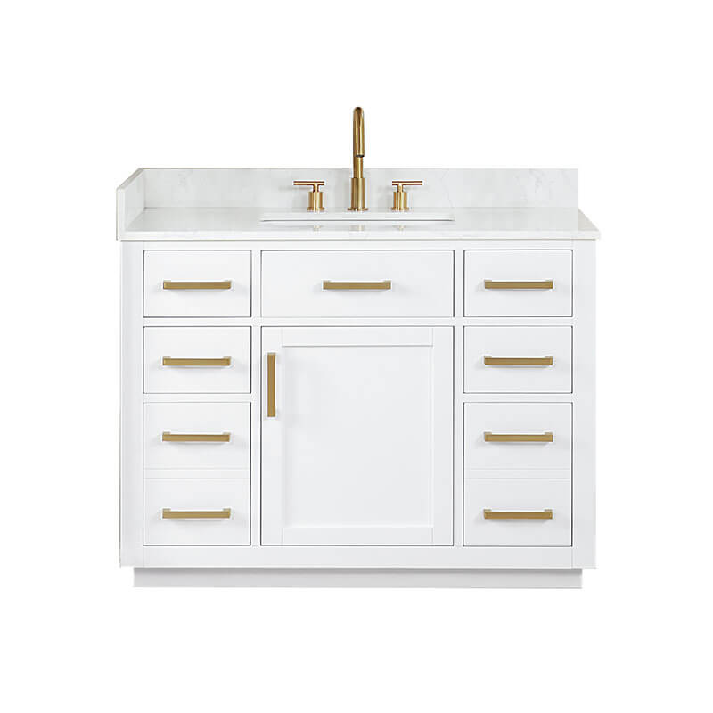 Altair Gavino 42 Single Bathroom Vanity with Top White Front View