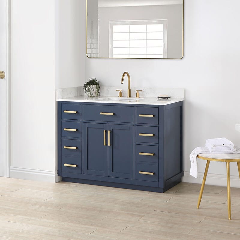 Altair Gavino 48 inch Single Bathroom Vanity with Top Royal Blue Corner View