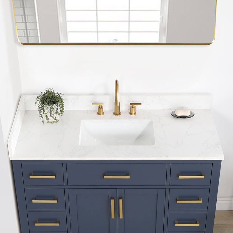 Altair Gavino 48 inch Single Bathroom Vanity with Top Royal Blue Top View Countertop