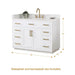 Altair Gavino 48 inch Single Bathroom Vanity with Top White Dimensions
