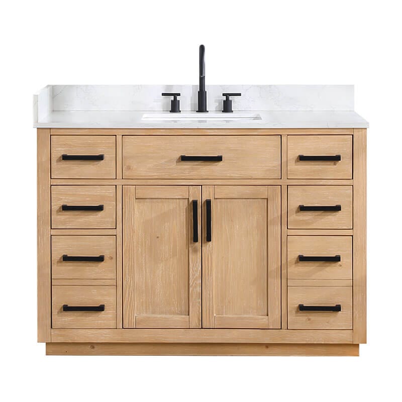 Altair Gavino 48 Single Bathroom Vanity with Top Light Brown Front View
