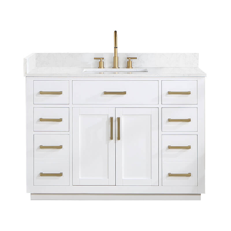 Altair Gavino 48 Single Bathroom Vanity with Top White Front View