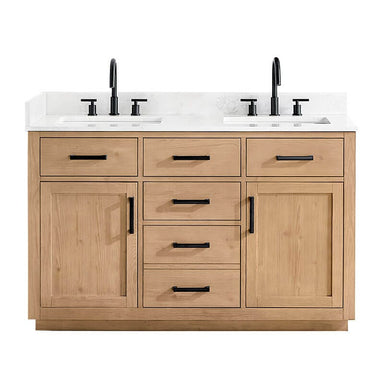 Altair Gavino 54 Double Bathroom Vanity with Top Light Brown Front View