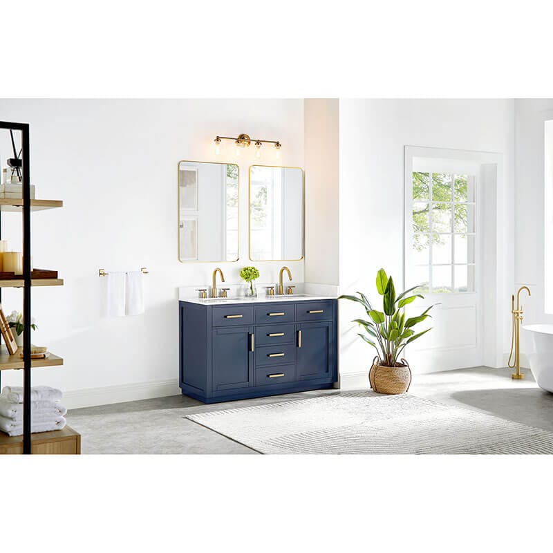 Altair Gavino 54 Double Bathroom Vanity with Top Royal Blue Corner View