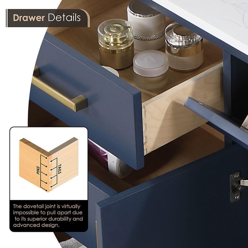 Altair Gavino 54 Double Bathroom Vanity with Top Royal Blue Drawer