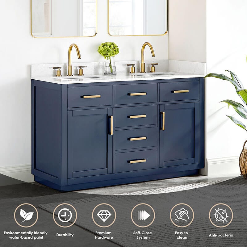 Altair Gavino 54 Double Bathroom Vanity with Top Royal Blue Features