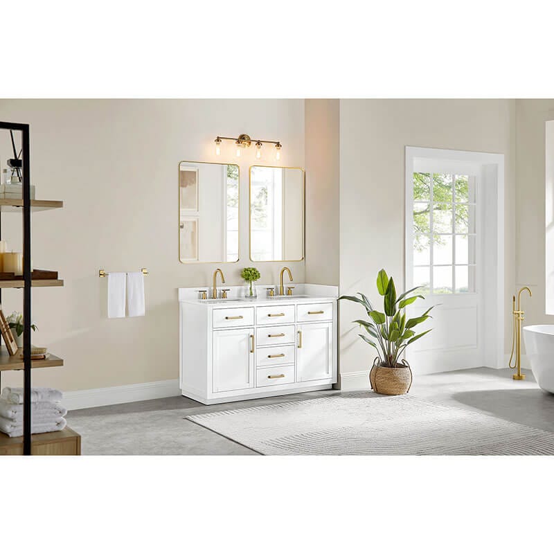 Altair Gavino 54 Double Bathroom Vanity with Top White Corner View