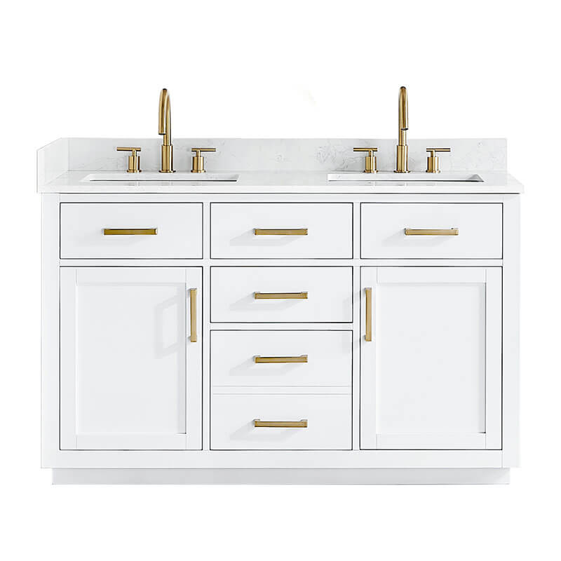 Altair Gavino 54 Double Bathroom Vanity with Top White Front View