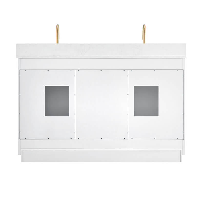 Altair Gavino 54 inch Double Bathroom Vanity with Top White Back View