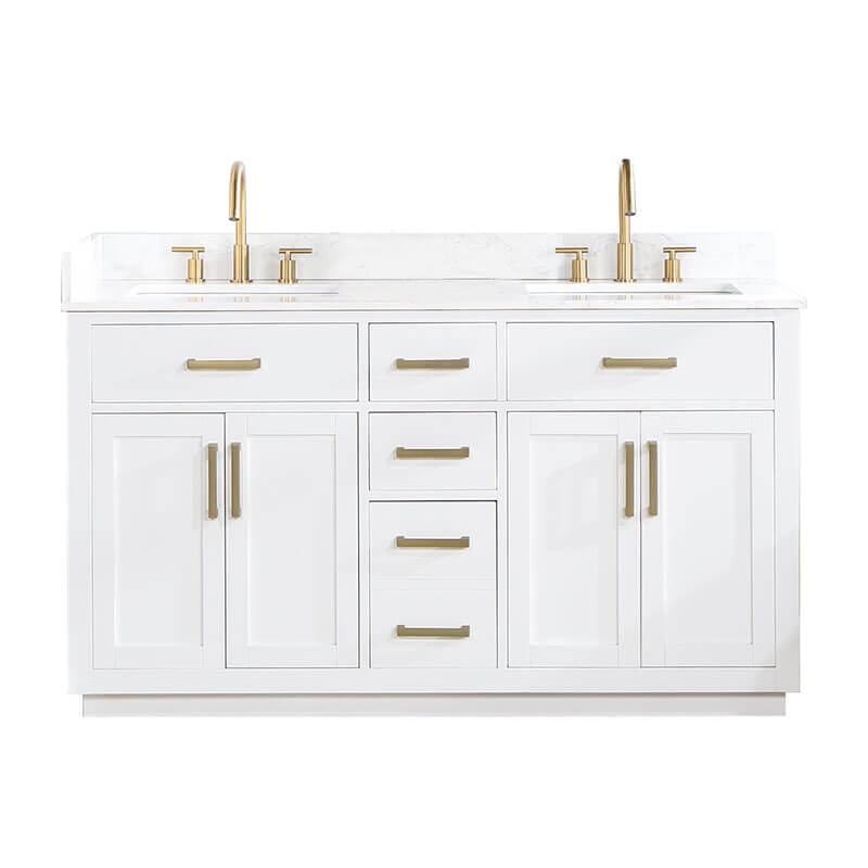 Altair Gavino 60 Double Bathroom Vanity with Top White Front View