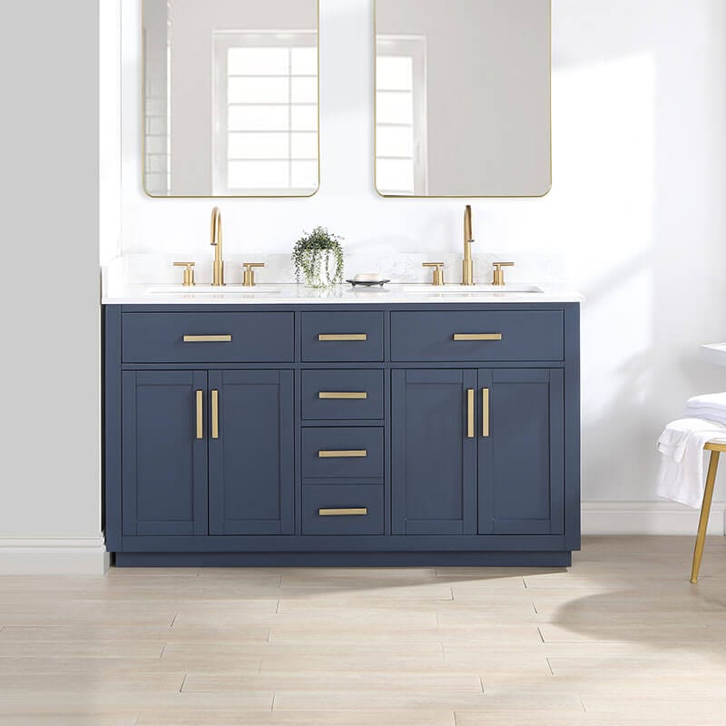 Altair Gavino 60 inch Double Bathroom Vanity with Top Royal Blue Front View