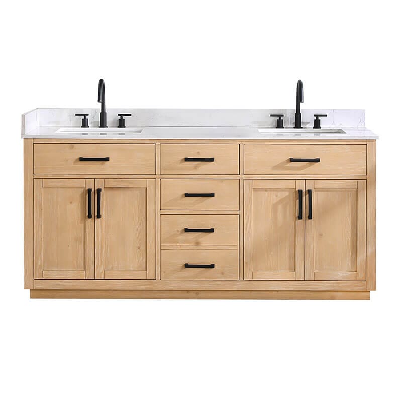 Altair Gavino 72 Double Bathroom Vanity with Top Ligth Brown Front View