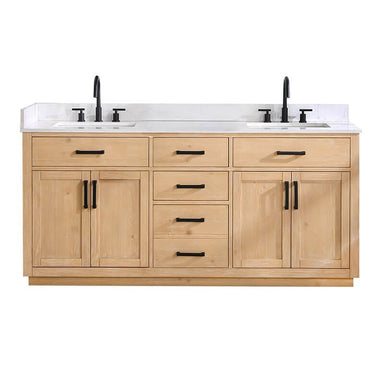 Altair Gavino 72 Double Bathroom Vanity with Top Ligth Brown Front View