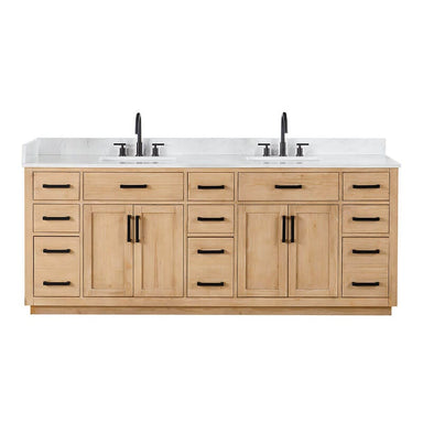 Altair Gavino 84 Double Bathroom Vanity with Top Light Brown Front View