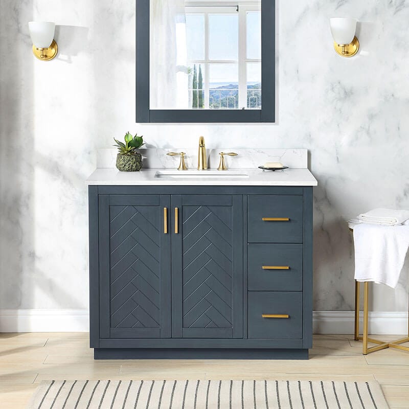 Altair Gazsi 42 inch Single Bathroom Vanity with Top Charcoal Blue Front View