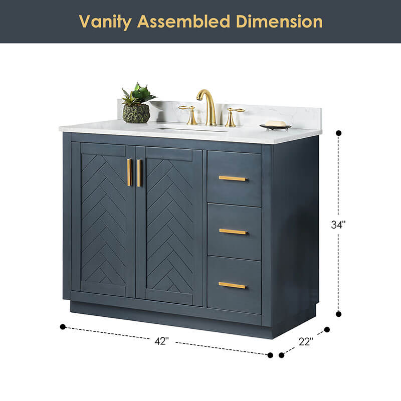 Altair Gazsi 42 Single Bathroom Vanity with Top Charcoal Blue Dimensions