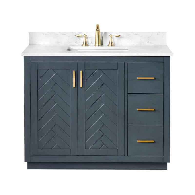 Altair Gazsi 42 Single Bathroom Vanity with Top Charcoal Blue Front View