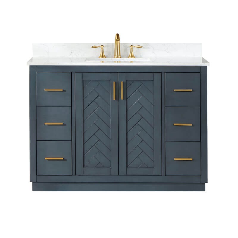 Altair Gazsi 48 Single Bathroom Vanity with Top Charcoal Blue Front View