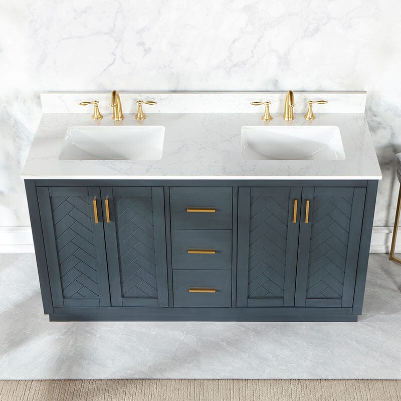 Altair Gazsi 60 Double Bathroom Vanity with Top Classic Blue Countertop Front View