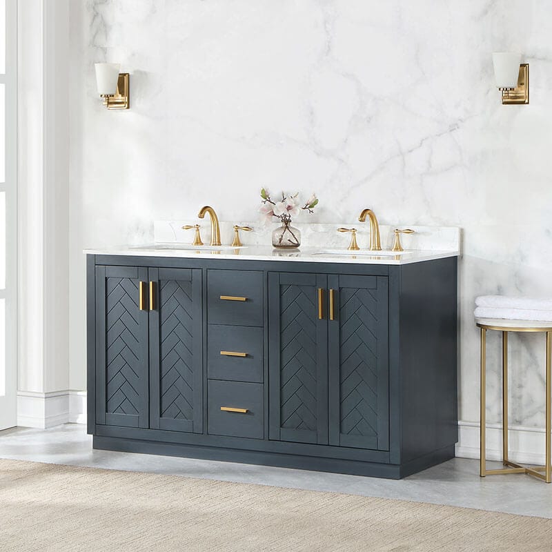 Altair Gazsi 60 inch Double Bathroom Vanity with Top Classic Blue Corner View