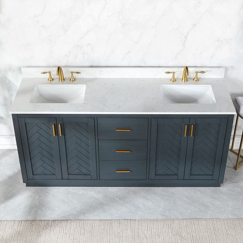 Altair Gazsi 72 Double Bathroom Vanity with Top Classic Blue Countertop Front View