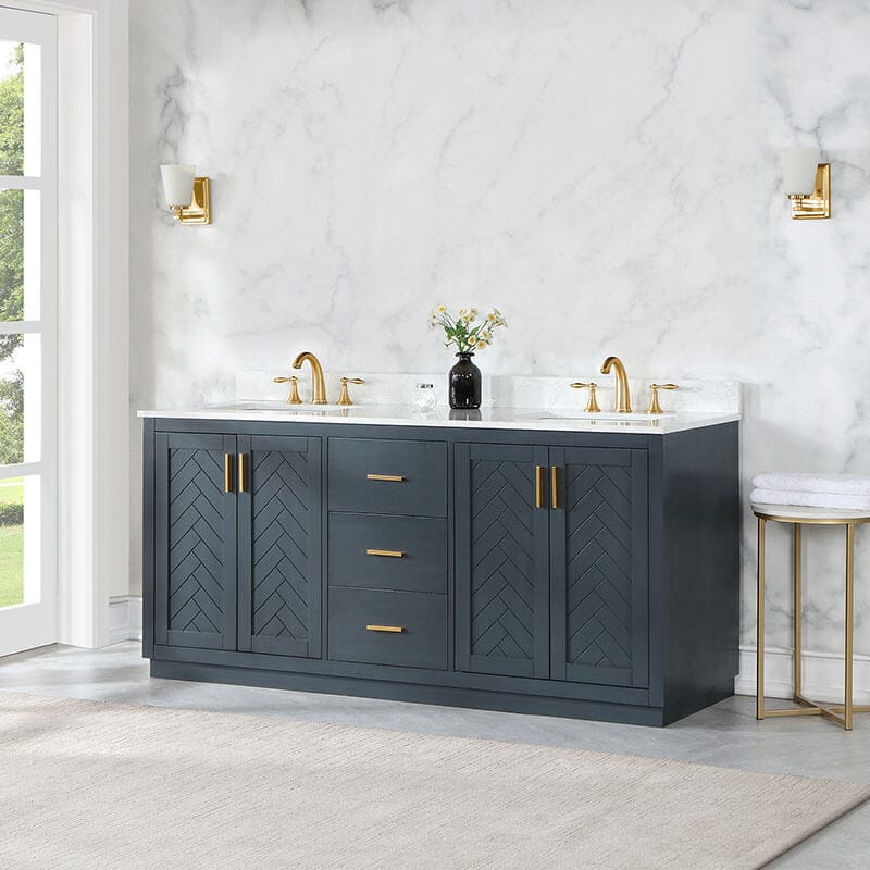 Altair Gazsi 72 inch Double Bathroom Vanity with Top Classic Blue Corner View