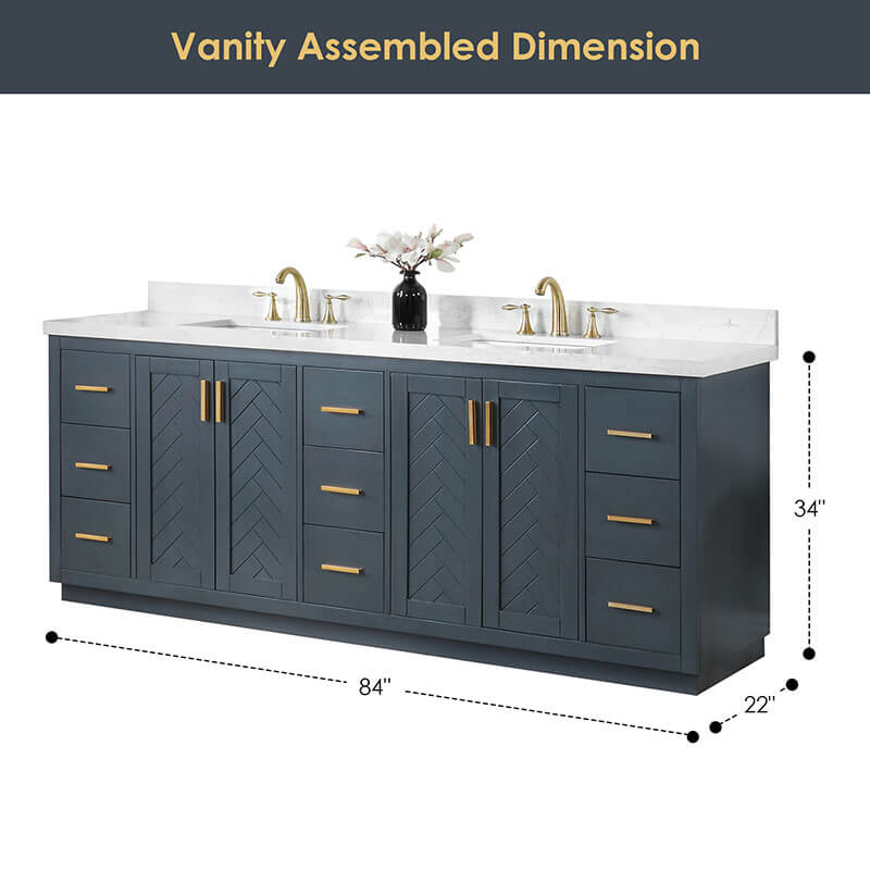 Altair Gazsi 84 Double Bathroom Vanity with Top Classic Blue Dimensions